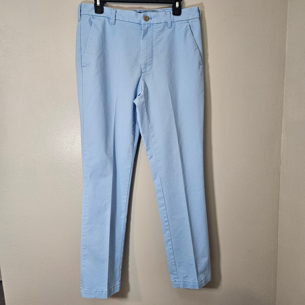 IZOD Men’s Straight Fit Flat Front Chino Pants 32x32 Light Blue Preppy Casual